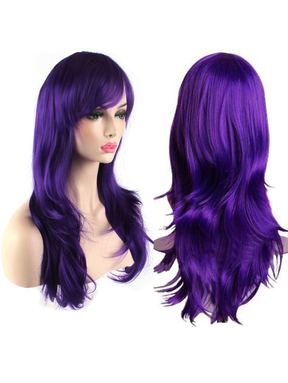 Women's Purple 28 Inch Classic Long Synthetic Wavy Cosplay Curly Hair Wigs